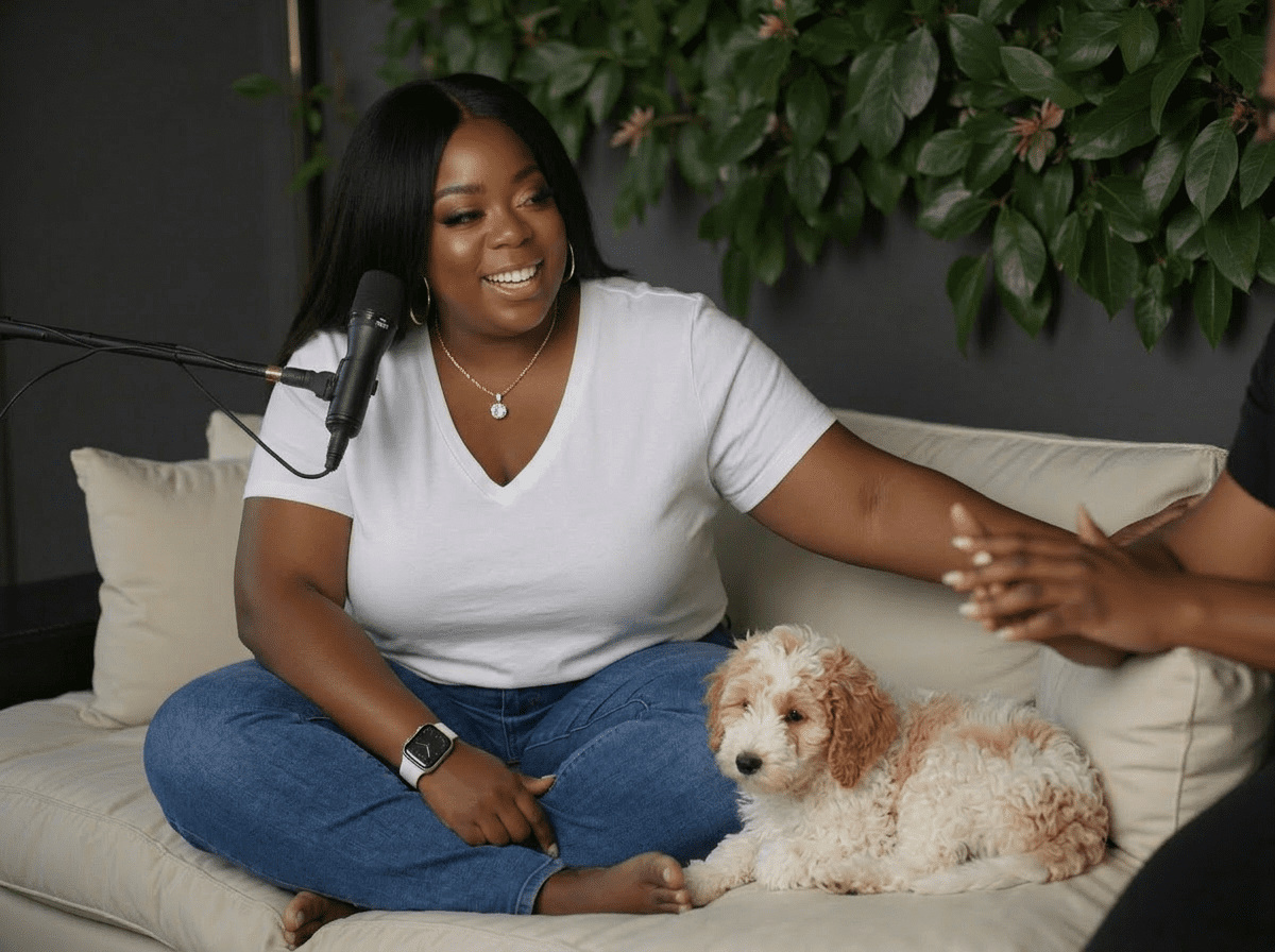 Kim Sitting On Sofa speaking