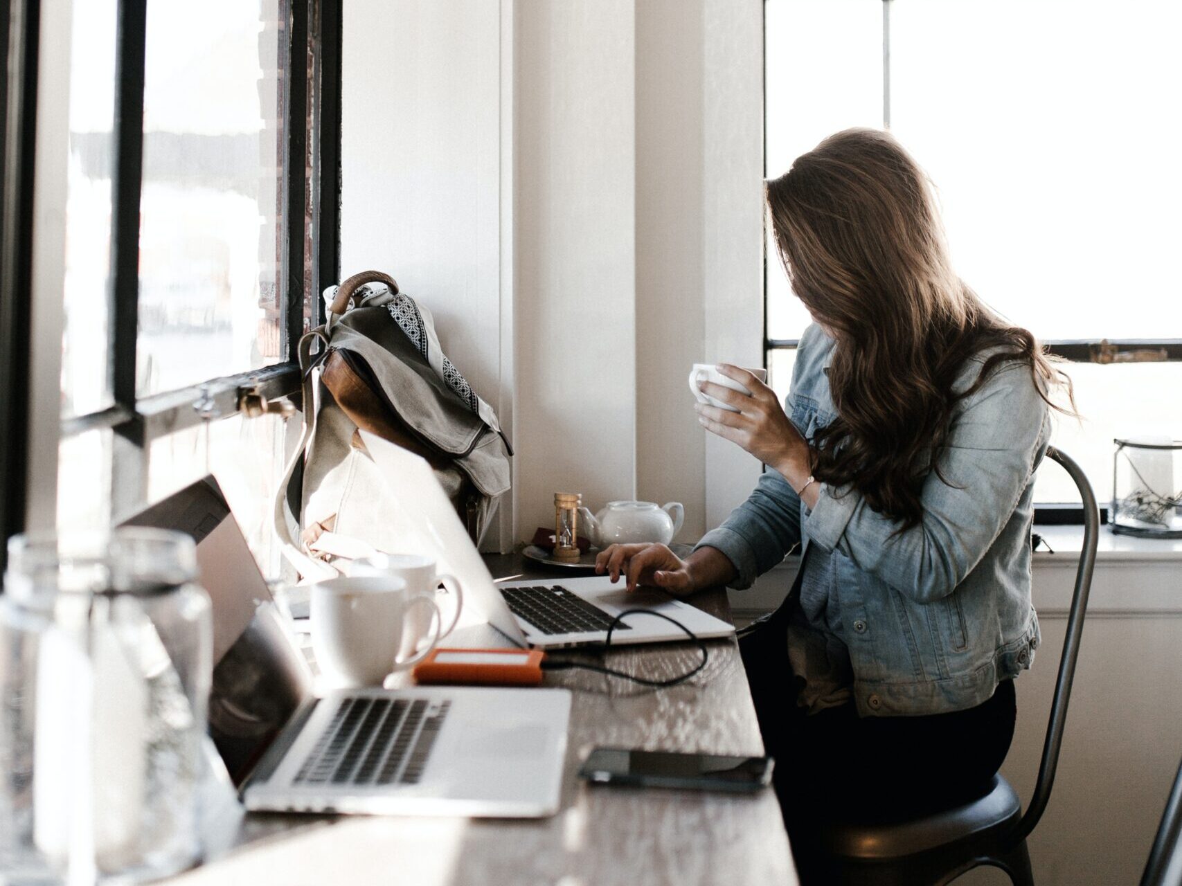 a woman working in her home office