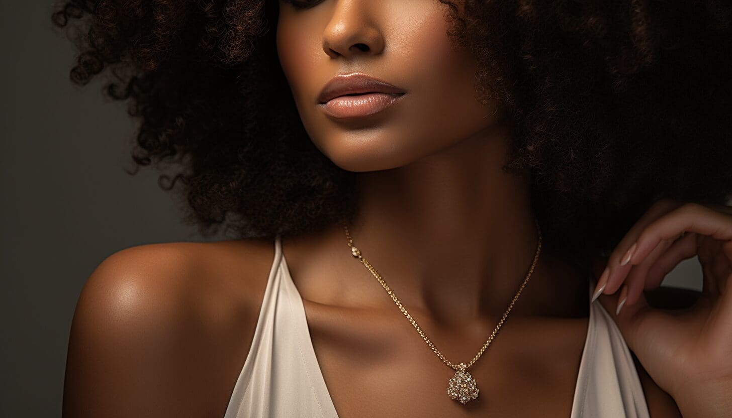 A middle age black woman standing in a calm posture