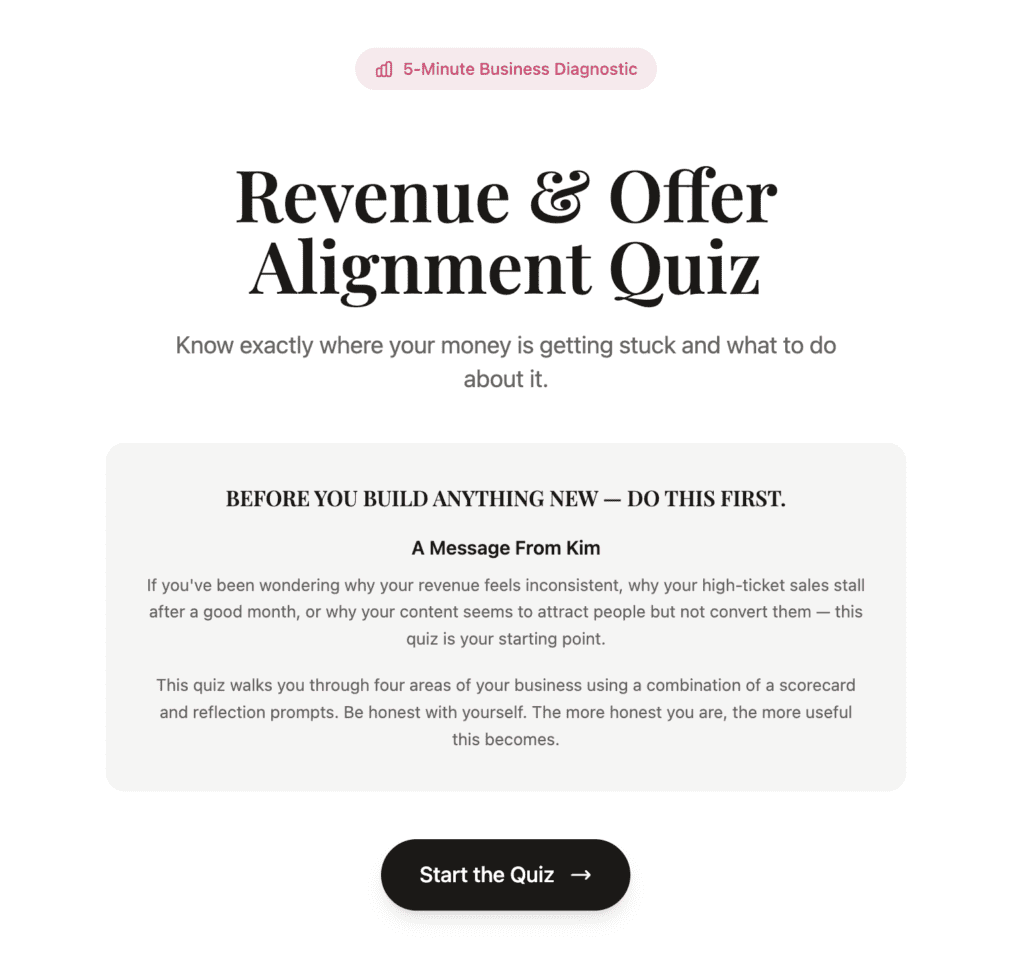Take the Revenue & Offer Alignment Quiz